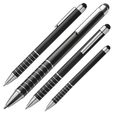 Metall-Touch-Kugelschreiber Elegance, blaue Mine, schwarz