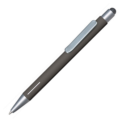 Metall-Touchkugelschreiber Rava Soft SILVER, blaue Mine, grau