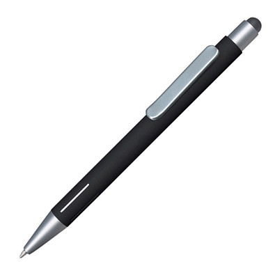 Metall-Touchkugelschreiber Rava Soft SILVER, blaue Mine, schwarz
