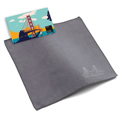 Polyclean Microfaser-Prägetuch, 20x20 cm im Papieretui, All-Inklusive-Paket, grau