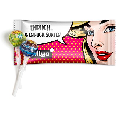 Mini Chupa Chups im Flowpack, 6 g, Gemischt, Folie transparent, inkl. Druck
