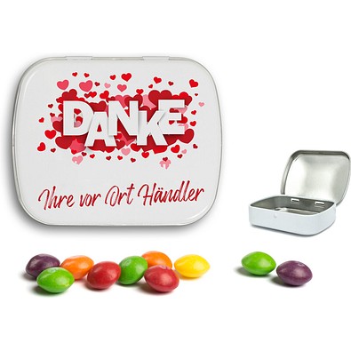 Mini Nostalgiedose, 20 g, Skittles, weiß, inkl. Druck