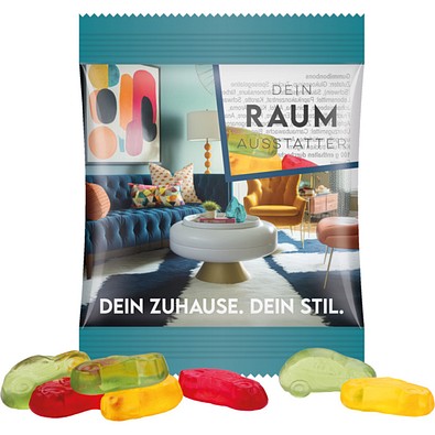 Minitüte,15 g, Folie transparent, Trolli Fruchtgummi Autos, inkl. Druck