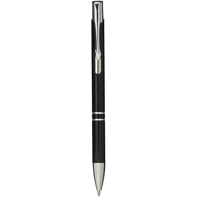 Moneta Druckkugelschreiber aus Aluminium (schwarze Mine), schwarz