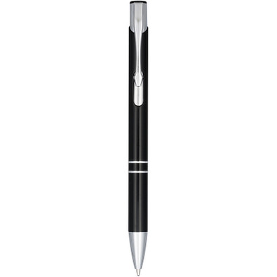 Moneta Druckkugelschreiber aus eloxiertem Aluminium, schwarze Mine, schwarz