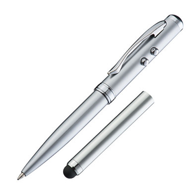 Multi-Touch-Pen 4 in1, blaue Mine, silber Multi-Touch-Pen 4 in1, blaue Mine, silber
