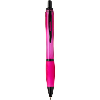 Nash Kugelschreiber aus recyceltem Kunststoff mit schwarzen Zierelementen (schwarze Mine), magenta