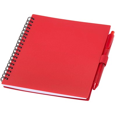 Niove Softcover Notizbuch aus recyceltem Kunststoff mit Kugelschreiber (blaue Mine), rot