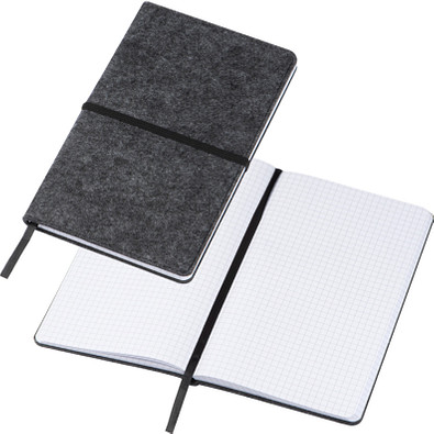 Filz Notizbuch, DIN A5, kariert, grau
