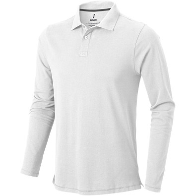 ELEVATE Herren Langarm Poloshirt Oakville, weiß, L
