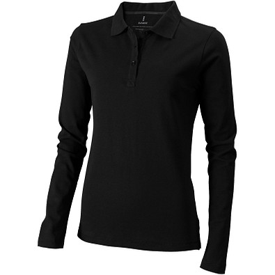 ELEVATE Damen Langarm Poloshirt Oakville, schwarz, XL