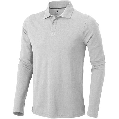 ELEVATE Herren Langarm Poloshirt Oakville, grau meliert, XS