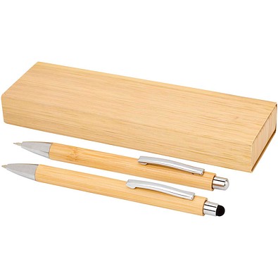 Oblys Kugelschreiber und Druckbleistiftset aus Bambus (schwarze Mine), natur