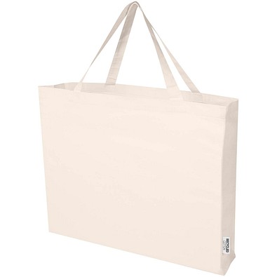 Odessa 220 g/m² Baumwoll Tragetasche aus GRS recycelter Baumwolle, groß, natur