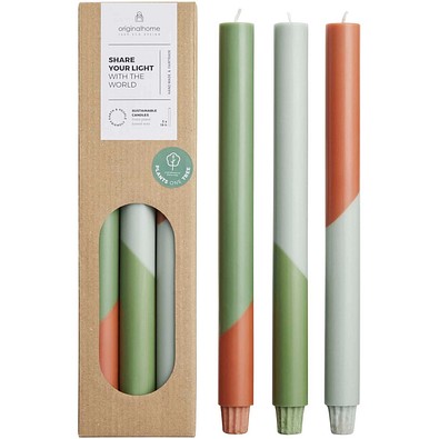 Originalhome Eden Diagonale Kerzen – 3er-Set, heather grün