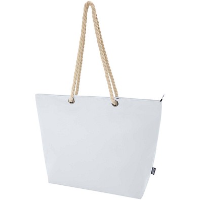 Panama Strandkühltasche mit Kordelgriffen aus recyceltem GRS-Material, 23L, weiss