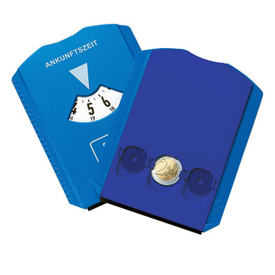 Parkscheibe Euro mit Chips, blau/dunkelblau, Deutsch