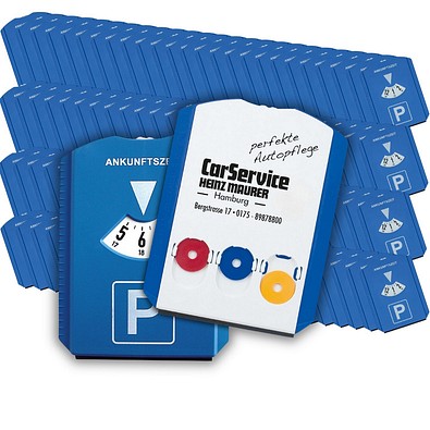 Werbe-Set: Parkscheibe mit Chips: 100 Teile, blau, Inkl. Druck