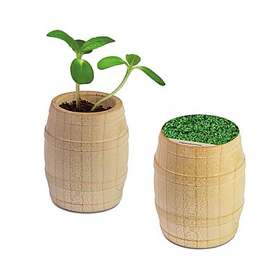 Pflanz-Fässchen mit Samen, Gartenkresse, 1-seit. Druck