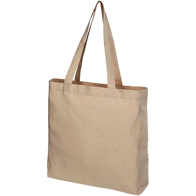 Pheebs 210 g/m² recycelte Tragetasche mit Seitenfalten 13L, heather natur