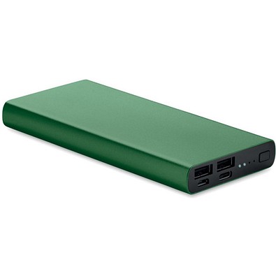 Powerbank aus recyceltem Aluminium 10.000 mAh, dunkelgrün