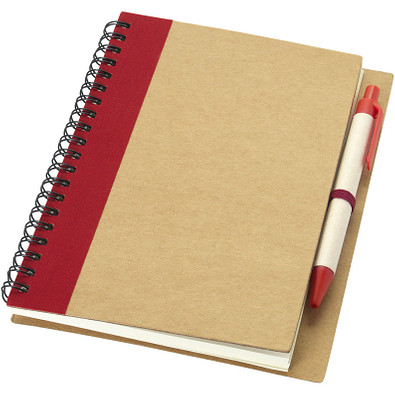 Priestly Spiral Notizbuch mit Stift, natur,rot