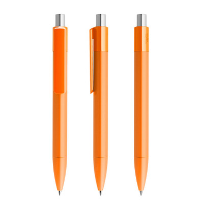 prodir® Druckkugelschreiber DS4 PMM Push, blaue Mine, orange/silber satiniert