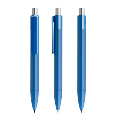 prodir® Druckkugelschreiber DS4 PMM Push, blaue Mine, blau/silber satiniert