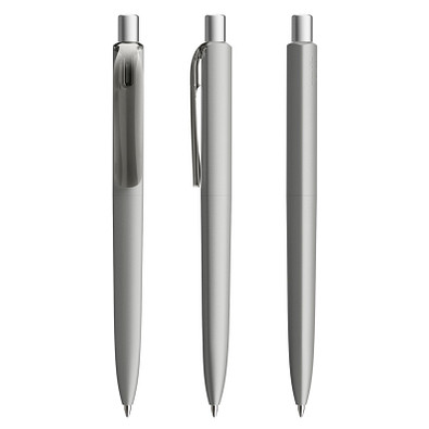 prodir® Druckkugelschreiber DS8 PMM Push, blaue Mine, delfingrau/silber satiniert