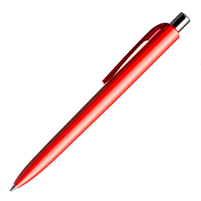 prodir® Kugelschreiber DS8 PPP Family, blaue Mine, rot/silber poliert