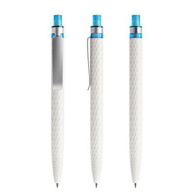 prodir® Druckkugelschreiber QS01 PMS Push, blaue Mine, weiß/türkis
