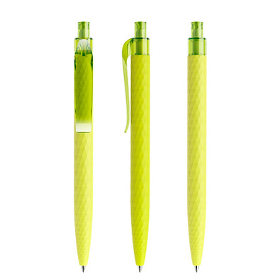 prodir® Druckkugelschreiber QS01 Soft Touch PRT Push, blaue Mine, gelbgrün
