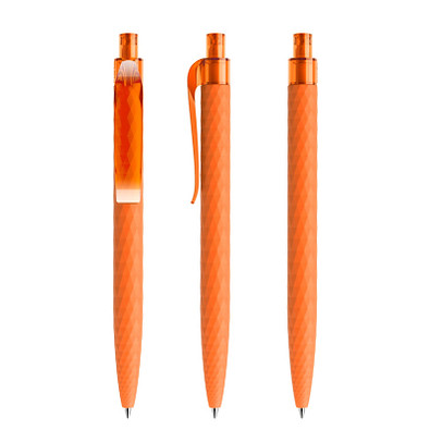 prodir® Druckkugelschreiber QS01 Soft Touch PRT Push, blaue Mine, orange