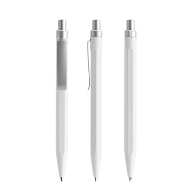 prodir QS50 Stone PQS Push Kugelschreiber, White Dolomite-Silver satin finish