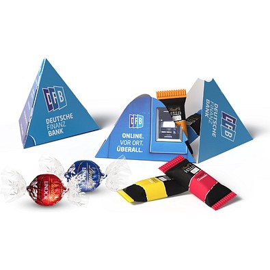 Pyramidenbox, 40 g, HELLO Mini Sticks, inkl. Druck