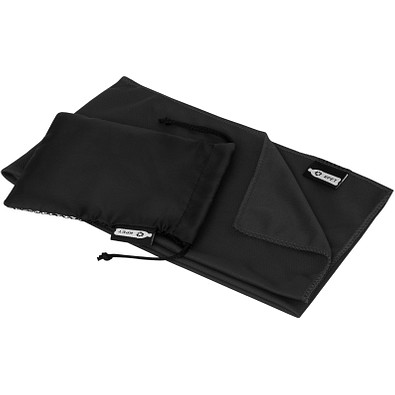 Raquel Sport Kühlhandtuch im Etui aus recyceltem PET Kunststoff, schwarz