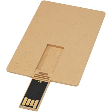Rechteckiger, ausklappbarer USB-Stick in Kreditkarten-Format, Kraftpapier, 2GB