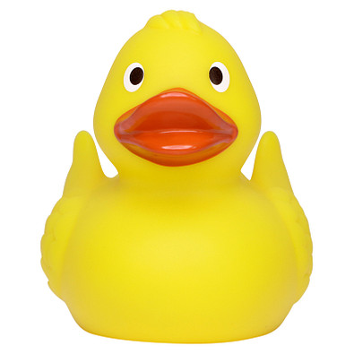 Renn-Ente, mit Metallplatte, gelb/orange, 9,5 cm