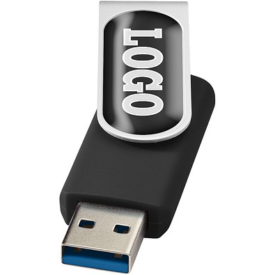 Rotate USB-Stick 3.0 mit Doming, schwarz, 128GB
