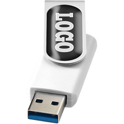Rotate USB-Stick 3.0 mit Doming, weiss, 64GB