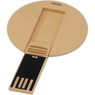 Runder ausklappbarer USB Stick, Kraftpapier, 4GB