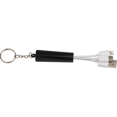 Schlüsselanhänger mit 3 in 1 USB Ladekabel, schwarz