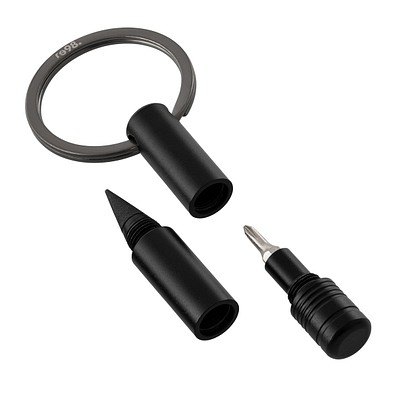 Schlüsselanhänger mit Endlos-Schreibspitze und Schraubendreher RE98-PORTO TOOL, schwarz