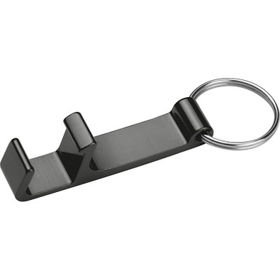 Schlüsselanhänger mit Flaschenöffner, schwarz