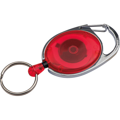 Schlüsselanhänger mit Karabiner und ausziehbarem Schlüsselring, rot