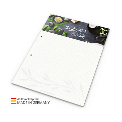 Geiger-Notes Schreibblock green+blue A4, 50 Blatt mit 2-fach Abheftlochung, inkl. Druck