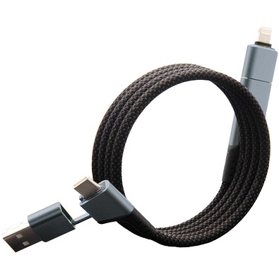 SCX.design C52 100W magnetisches, ultraschnelles 4-in-1 Ladekabel aus rPET, gun metal