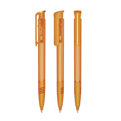 senator® Druckkugelschreiber Super Hit Clear SG, blaue Mine, orange 151
