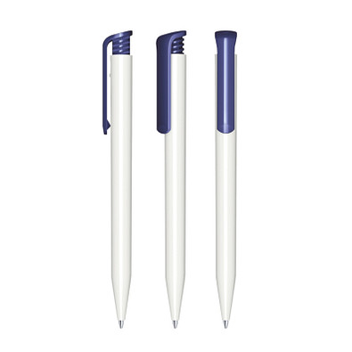 senator® Druckkugelschreiber Super Hit Polished Basic, blaue Mine, weiß,blau 2757