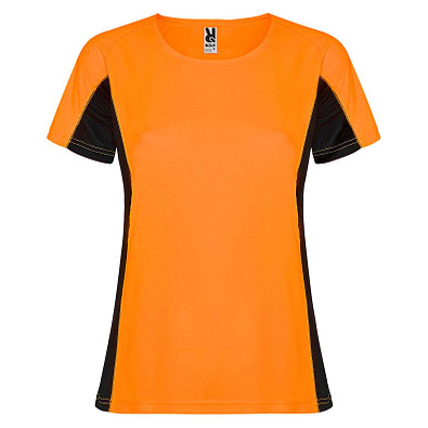 Shanghai Sport T-Shirt für Damen, Fluor Orange / schwarz, L